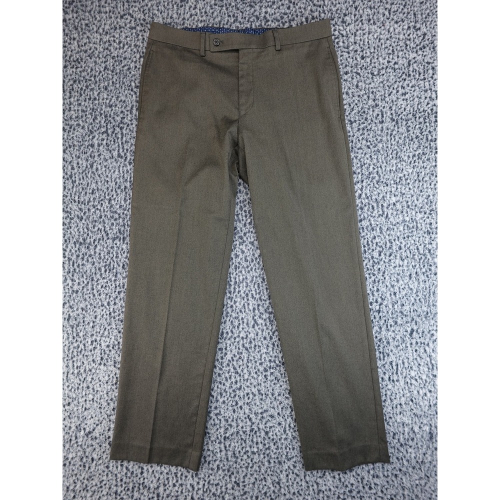 Ralph‎ Lauren Dress Pants Mens 32 Olive Drab Straight Leg Flat Front Trousers